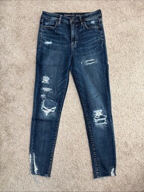 American Eagle Outfitters Dark Wash Ripped Skinny Jeans